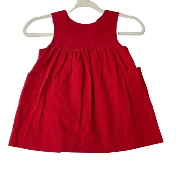 Vtg Embroidered Sleeveless Corduroy Jumper Dress Apple Tree House Girl Red 3T - Picture 4 of 8